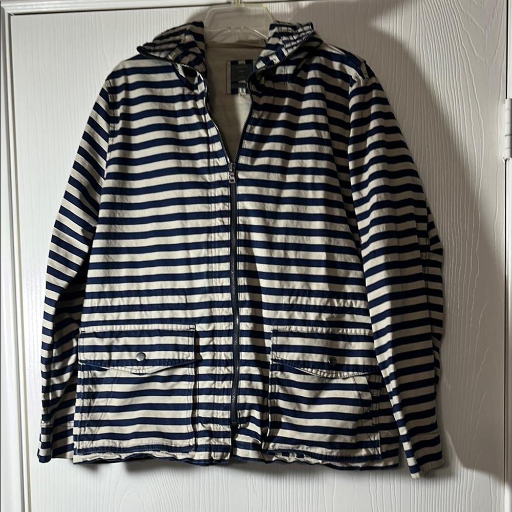 GAP Designed & Crafted Striped Hooded Jacket – Size L – Nautical Style Classic